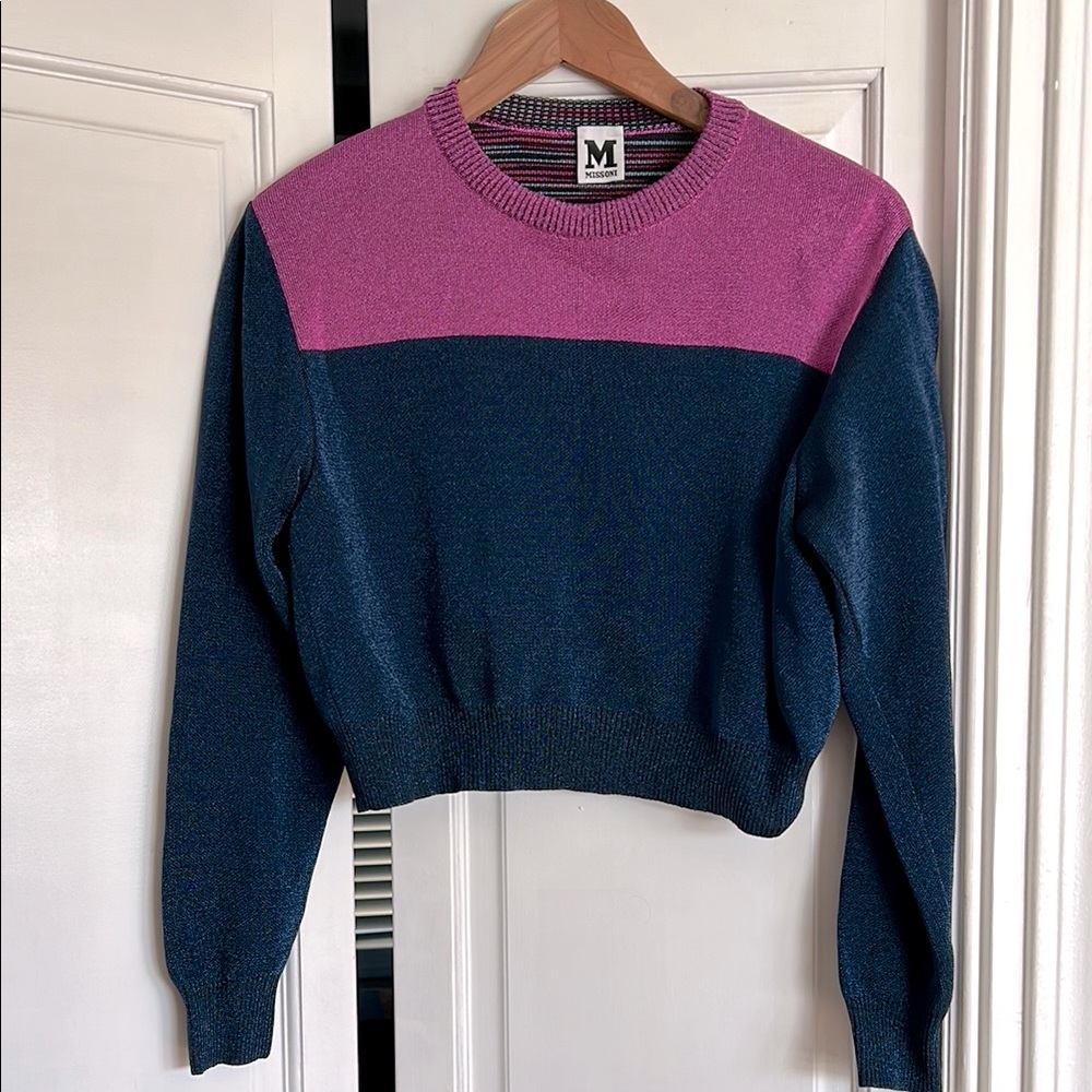 Missoni metallic color block cropped sweater